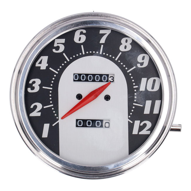 Fl Speedometer, ''62 67 Electra Face'', Black/Silver. 2:1 Mph Speedometers Mcs