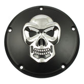 Skull Derby Cover 5 Hole. Black & Chrome Derby Cover Mcs
