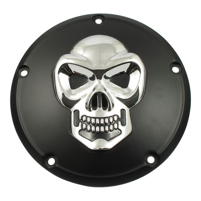 Skull Derby Cover 5 Hole. Black & Chrome Derby Cover Mcs