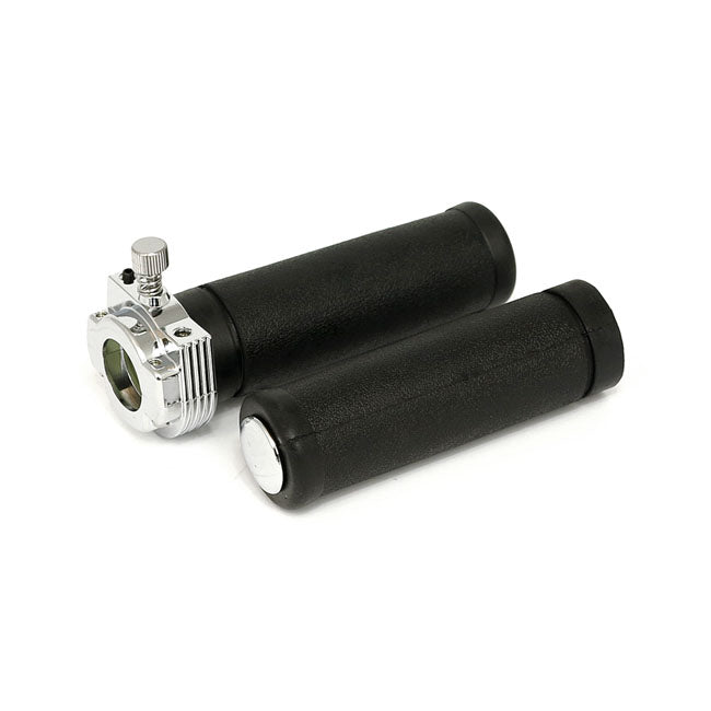 Oem Style Throttle Assembly With Grips, Single Cable. Chrome Throttle Assy With Grips Mcs