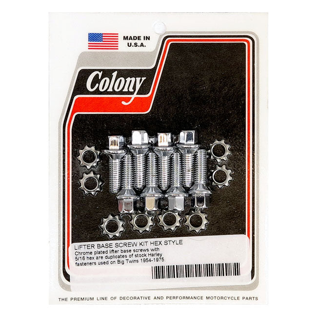Colony, tappet block mount kit. OEM style, chrome TAPPET BLOCK MOUNT KITS Colony