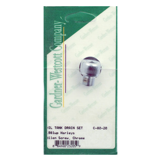 Gw, Oil Drain Plug, Allen Head. 1/2" 20. Chrome Oil Drain Plugs Gardner Westcott
