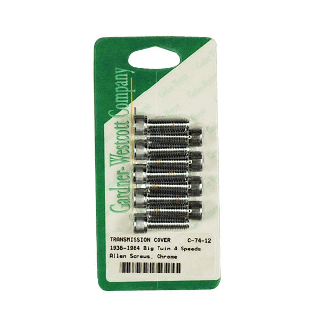 Gw, Transmission Side Cover Screw Kit. Chrome Allen Head Transmission Side Cover Screw Kits Gardner Westcott