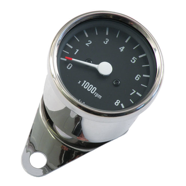 Mini Mechanical Tachometer. 8000 Rpm. Chrome Tachometers Mcs