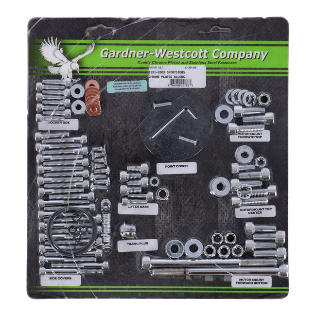 Motor Screw Set, Chrome Allen Motor Screw Kits Gardner Westcott