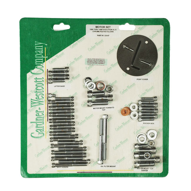 Motor Screw Sets, Chrome Allen Motor Screw Kits Gardner Westcott