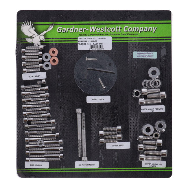 Motor Screw Set, Polished Ss Allen Motor Screw Kits Gardner Westcott