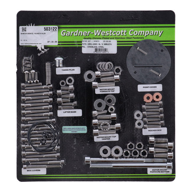 Motor Screw Set, Polished Ss Allen Motor Screw Kits Gardner Westcott