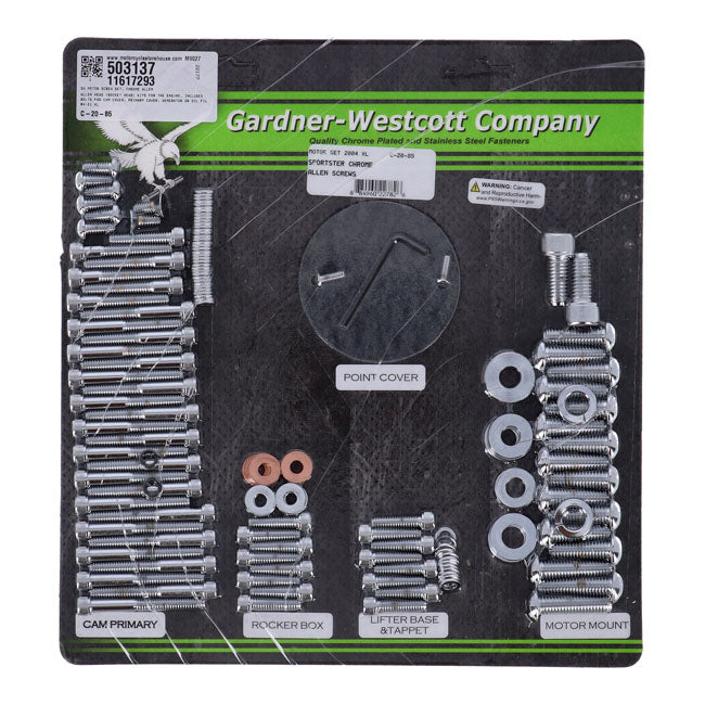 Motor Screw Set, Chrome Allen Motor Screw Kits Gardner Westcott