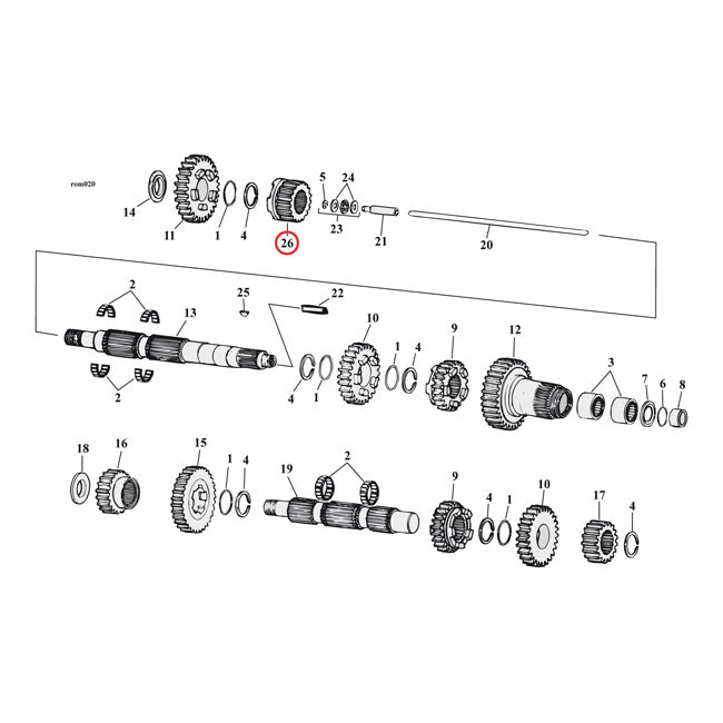Andrews, 1st gear mainshaft TRANSMISSION GEARS Andrews