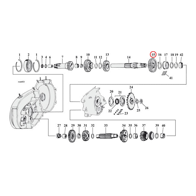 Andrews, 1st gear transmission mainshaft. 27T TRANSMISSION PARTS Andrews