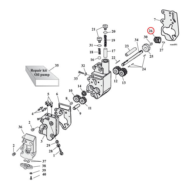 Drive Gear, Oil Pump. 5 Teeth Oil Pumps Gears Mcs