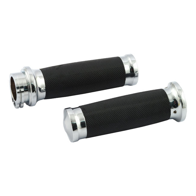 Handlebar Grip Set, Caliber. Chrome Grips Mcs