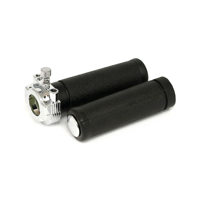 Oem Style Throttle Assembly With Grips, Dual Cable. Chrome Throttle Assy With Grips Mcs