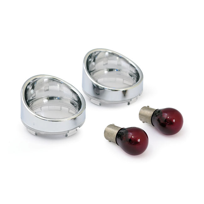 Turn Signal Lens Set With Visor. Clear Lens, Red Bulb Turn Signals Lenses Mcs