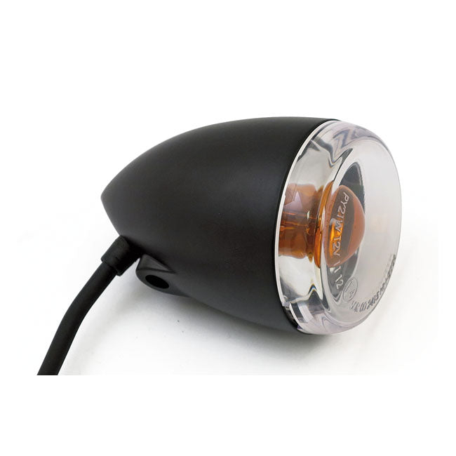 Late Style Turn Signal Assembly. Front. Matte Black Bullet Lights Mcs