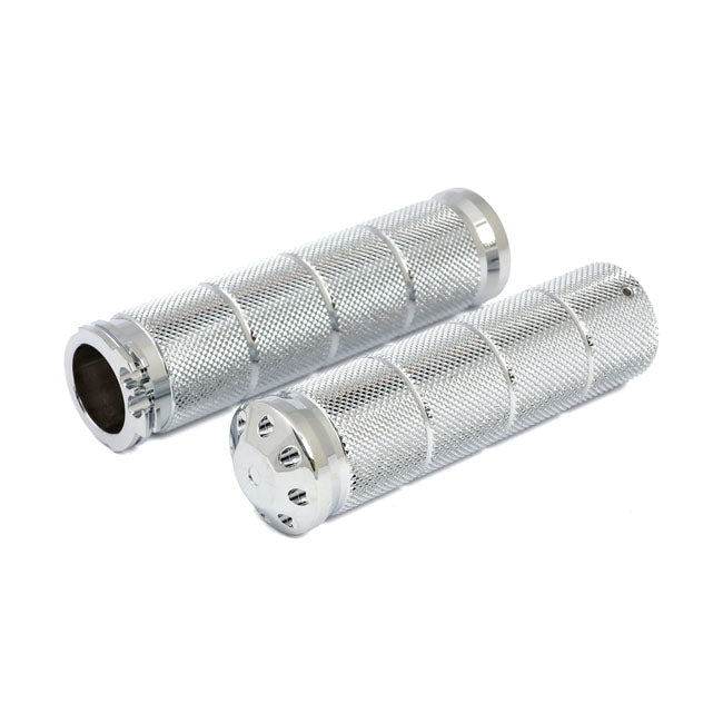 Throttle Grip Set Bomber. Chrome Grips Mcs