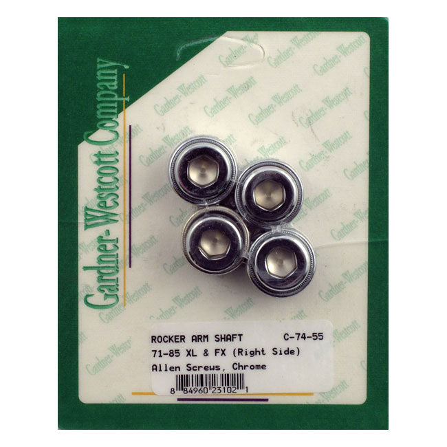 Gw, Rocker Shaft End Plug Set. Allen Style. Chrome Rocker Shaft End Plugs Gardner Westcott