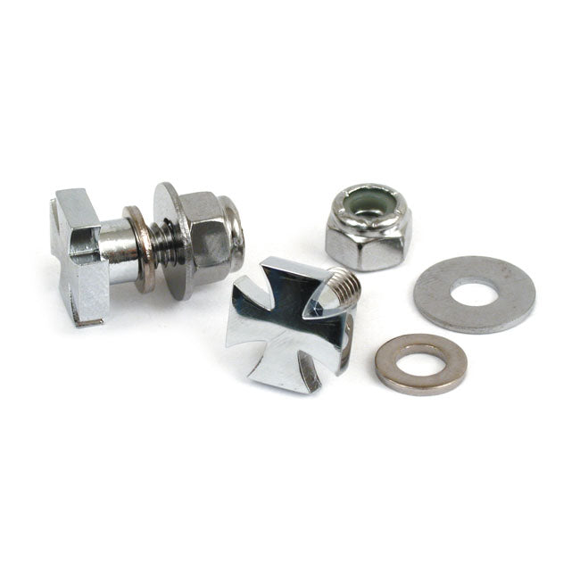 Maltese Cross, License Plate Mount Kit. Chrome License Plate Mount Sets Mcs