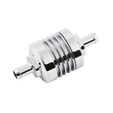 Fuel Filter Ribbed For 5/16" Fuel Hose. Chrome Fuel Filter Mcs