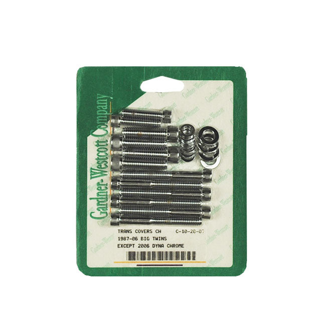 Gw, Transmission Side Cover Screw Kit. Chrome Allen Head Transmission Side Cover Screw Kits Gardner Westcott