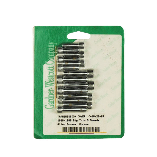 Gw, Transmission Side Cover Screw Kit. Chrome Allen Head Transmission Side Cover Screw Kits Gardner Westcott