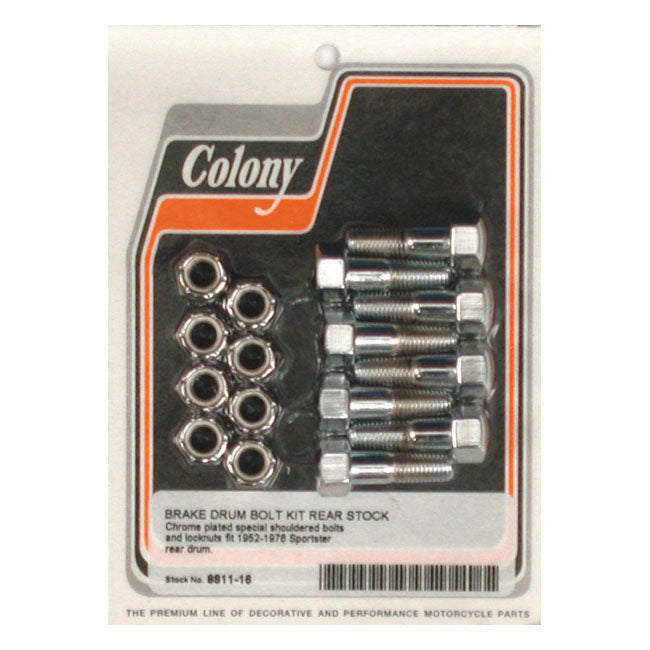 Colony, rear brake drum mount kit. Chrome BRAKE DRUMS MISC Colony