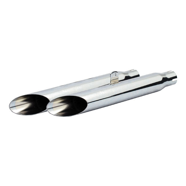 Slash Cut Slip On Muffler Set 18 1/2" Long Chrome Exhaust Slip-Ons And Mufflers Mcs