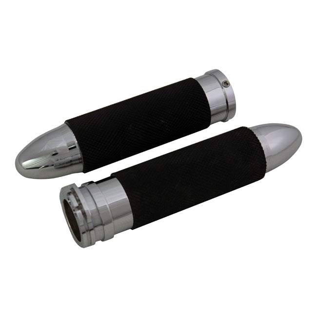 Handlebar Grip Set, Bullet. Chrome Grips Mcs