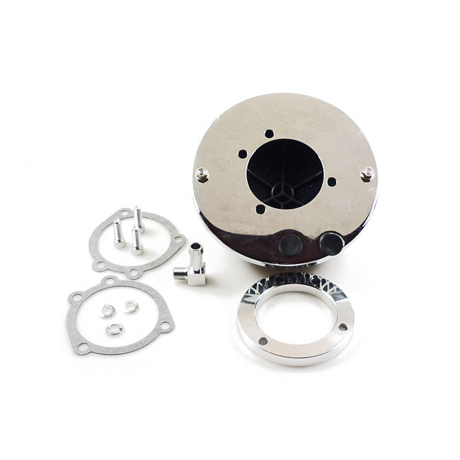Breather Style Air Cleaner Assembly, Round. Chrome Air Cleaner Mcs
