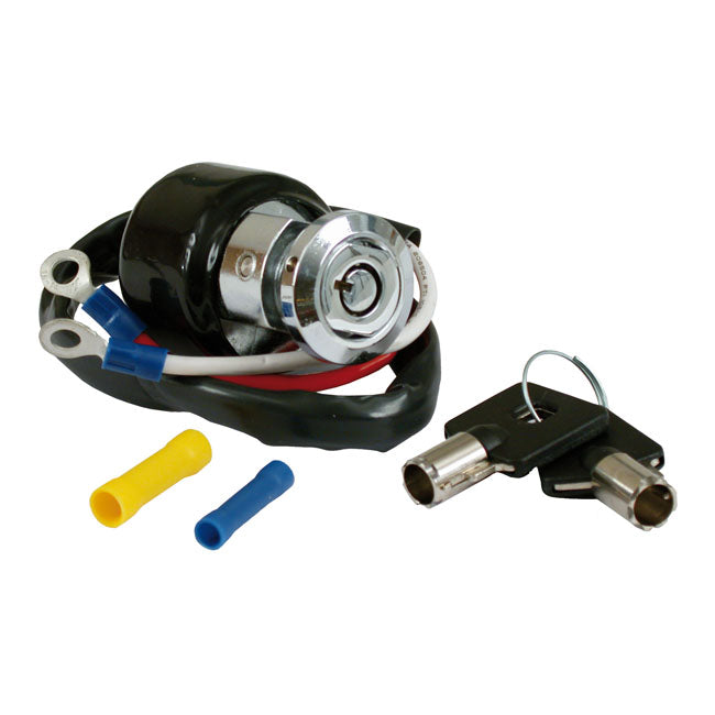 Dyna Style Ignition Switch, Round Key, 2 Wire. Chrome Switches Ignition Mcs
