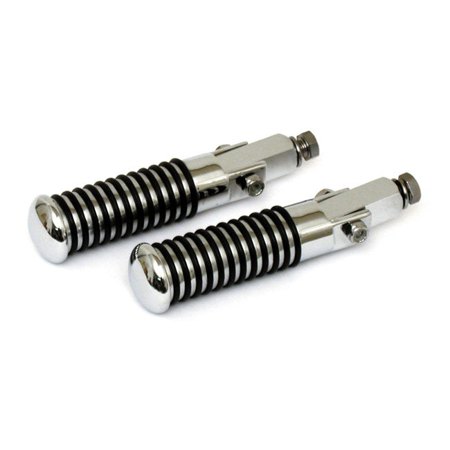 Sundance O Ring Foot Pegs. Universal 3/8 24 Mount. Chrome Footpegs Mcs