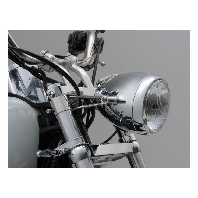 Bracket For ''Vintage'' Headlamp. 41mm Fork Tubes. Polished Ss Headlamp Brackets Mcs