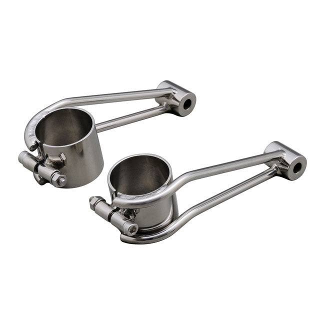 Bracket For ''Vintage'' Headlamp. 41mm Fork Tubes. Polished Ss Headlamp Brackets Mcs