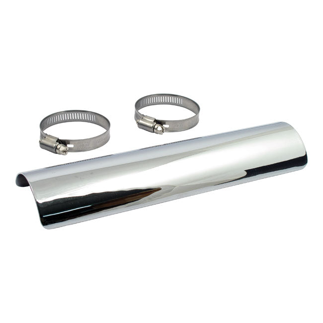 Universal Smooth Heat Shield 10" Long Chrome Exhaust Heat Shields Mcs