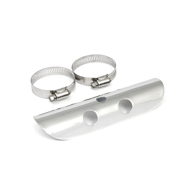 Universal Bullet Hole Heat Shield 7" Long Chrome Exhaust Heat Shields Mcs