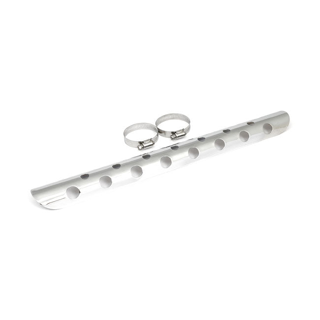 Universal Bullet Hole Heat Shield 18" Long Chrome Exhaust Heat Shields Mcs