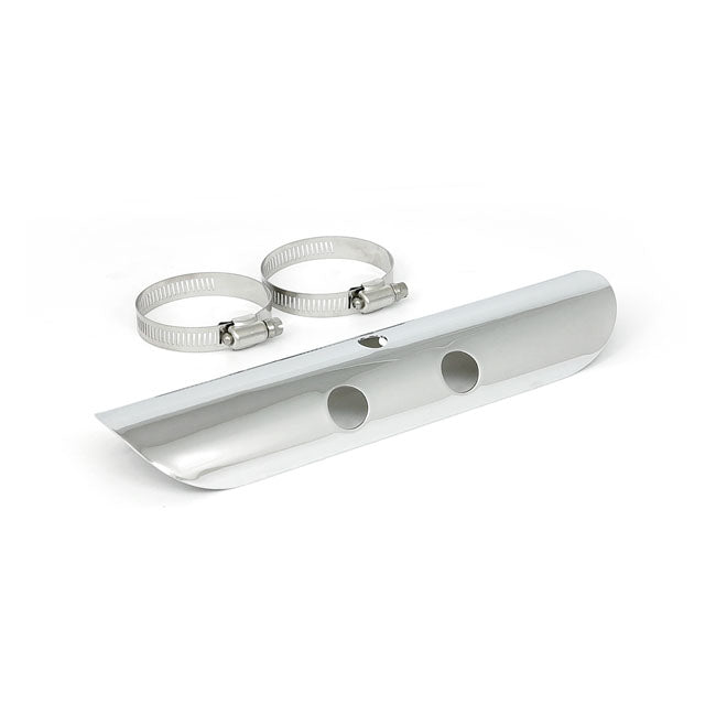 Universal Bullet Hole Heat Shield 10" Long Chrome Exhaust Heat Shields Mcs