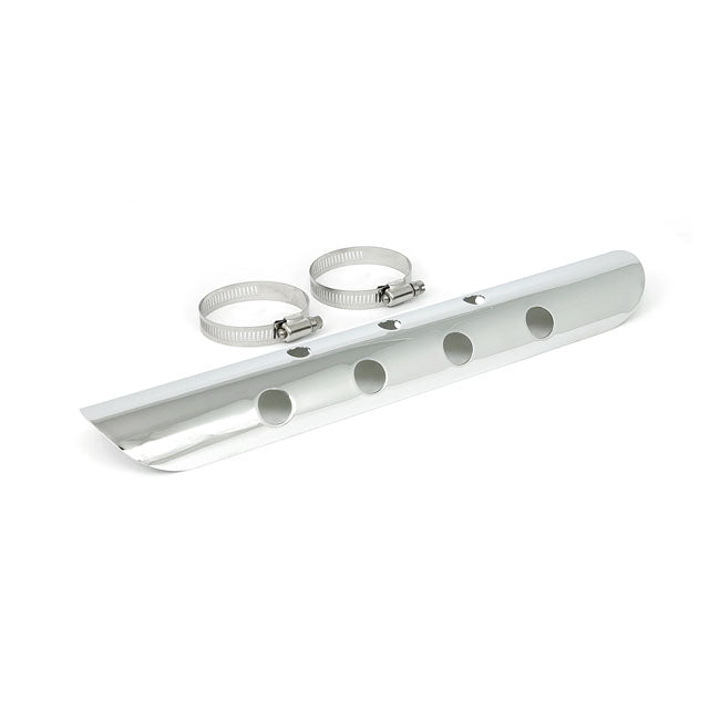 Universal Bullet Hole Heat Shield 14" Long Chrome Exhaust Heat Shields Mcs
