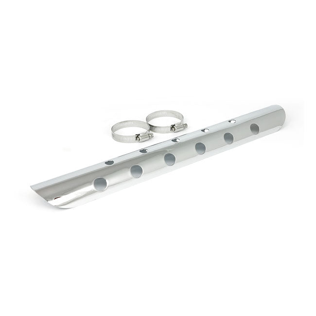 Universal Bullet Hole Heat Shield 18" Long Chrome Exhaust Heat Shields Mcs