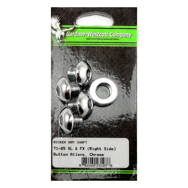 Gw, Rocker Shaft End Plug Set. Oem Style. Chrome Rocker Shaft End Plugs Gardner Westcott