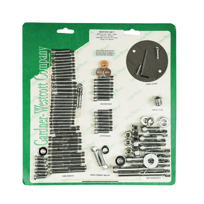 Motor Screw Sets, Chrome Allen Motor Screw Kits Gardner Westcott