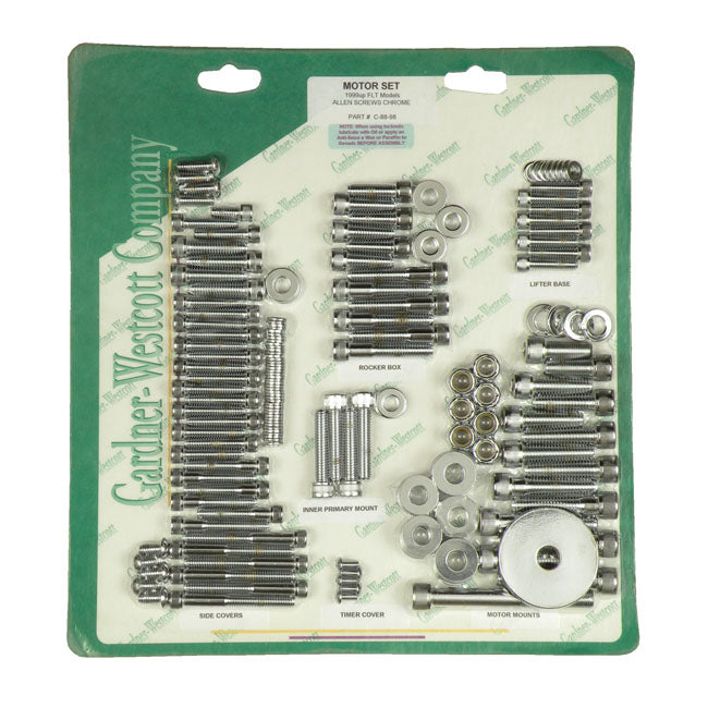 Motor Screw Set, Chrome Allen Motor Screw Kits Gardner Westcott