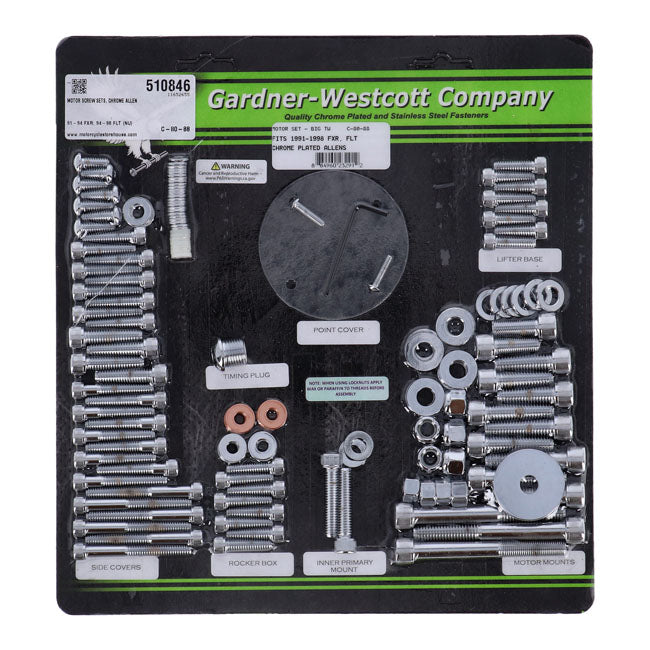 Motor Screw Sets, Chrome Allen Motor Screw Kits Gardner Westcott