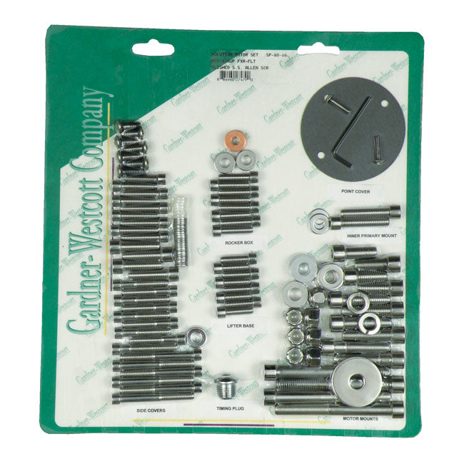 Motor Screw Set, Polished Ss Allen Motor Screw Kits Gardner Westcott