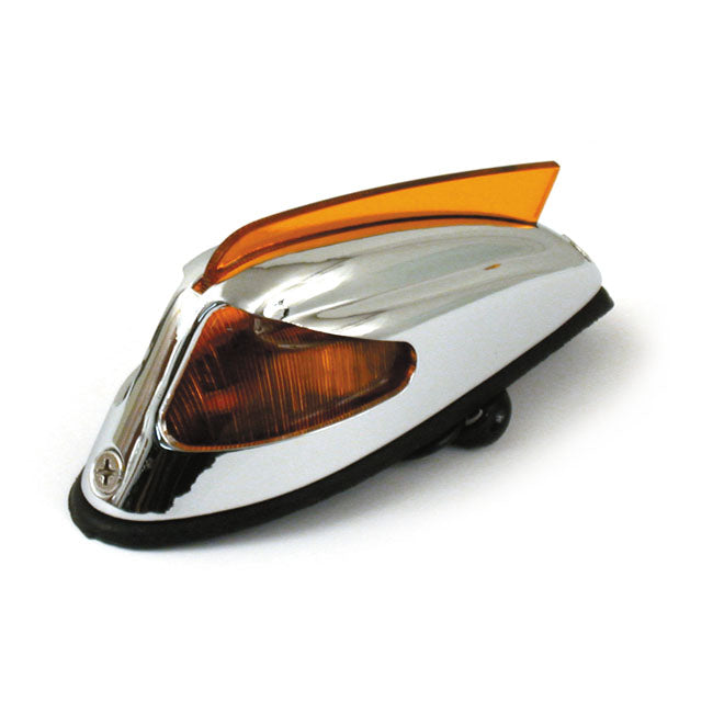 50 57 Style Front Fender Light. Chrome, Amber Lens Fender Lights Mcs