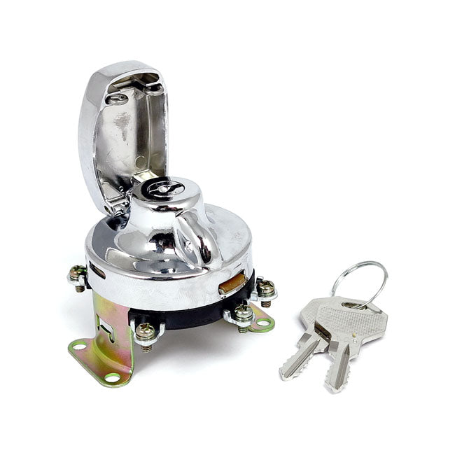 Fl Style Ignition Switch. 5 Pole, Flat Key, Chrome Switches Ignition Mcs