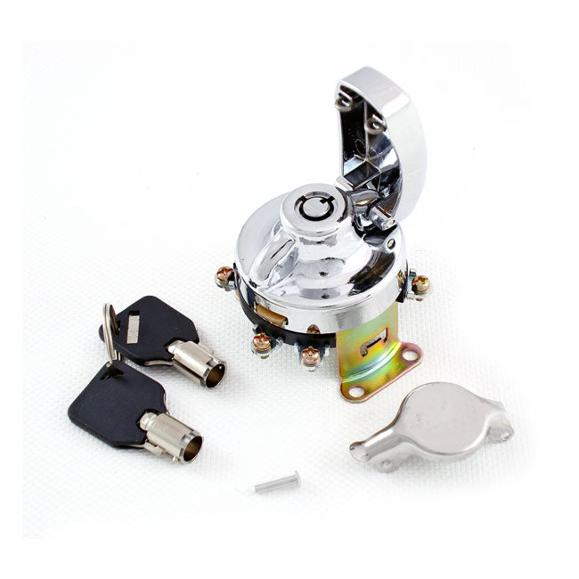 Fl Style Ignition Switch. 5 Pole, Round Key, Chrome Switches Ignition Mcs