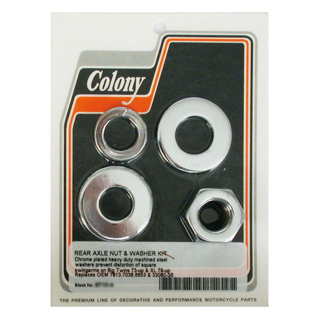 Colony axle nut and washer kit, rear WHEEL AXLES HARDWARE KITS Colony