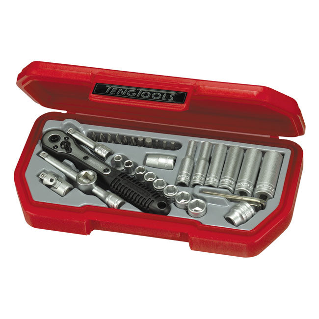 Teng Tools, 1/4" socket wrench set. US 35pc WRENCH SET 1/4" DRIVE Tengtools